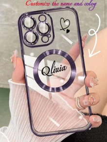 1 chiếc ốp lưng điện thoại TPU trong suốt mạ điện, có thể in tên và chữ cái theo yêu cầu, kiểu dáng thời trang, nhiều màu sắc, cổ điển, dễ thương, đơn giản, ngộ nghĩnh, độc đáo, cá nhân hóa, quà tặng lý tưởng cho nam, quà tặng lý tưởng cho nữ, bạn trai, bạn gái, gia đình, bạn bè, ông bà, cặp đôi, kỷ niệm, sinh nhật, lựa chọn theo mùa, ốp điện thoại 2025, phụ kiện du lịch. - Màu tím - Xem 2