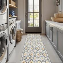 1pc Vintage Pattern Retro Printed Silica Gel Kitchen Rug, Carpet, Mat, Rectangle Carpet For Living Room, Bedroom, Hallway, Bathroom, Laundry Room - Polyester Carpet, Suitable For Indoor And Outdoor Home Decor