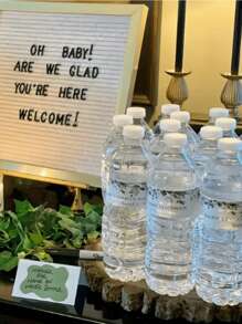 10-100pcs Customizable Mineral Water Bottle Sticker Set, Waterproof, Personalized Labels, Suitable For Weddings, Birthdays, Business, Party Promotions And Other Occasions - Transparent - View 6