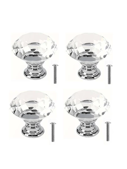 4 piezas Perillas de cristal de diamante para gabinetes y cajones, herrajes para puertas de armario