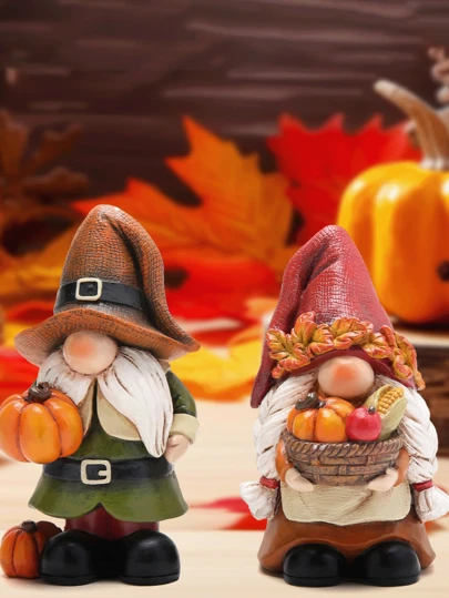 Fall Thanksgiving Pumpkin Gnome Decorations Handmade Swedish Tomte Gnomes Fall Decoration Gift - Fall Thanksgiving Party Home Couple Gnome Decorations - Thanksgiving Fall Gift