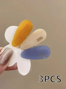 9pcs/3pcs Set Women Fashion Acetate Material Water Drop Shaped Side Clips, Bangs Clips, Suitable For Daily Wear And Holiday Gifts - Multicolor - View 7