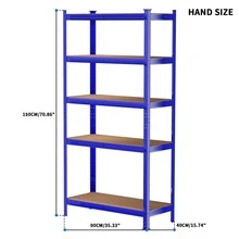 Royalswill Heavy-Duty Utility Shelving, 150 Cm/180 Cm Screwless Storage Rack, Industrial Storage Rack, Supermarket Display Rack, Super Strong Load-Bearing Capacity, Adjustable Storage Layers, Suitable For Living Rooms, Kitchens, Garages, Workshops, Supermarkets And Shops. - Blue - View 12