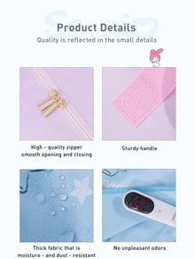 Sanrio Characters Clothing & Bedding Storage Bag, Durable Oxford Fabric, Tear-Resistant Material, Reinforced Handles, Sturdy Stitching, Large Capacity For Clothes, Blankets, Sheets, Pillows, Smooth Dual Zippers, Full-Open Design Dorm Room Essentials Clothes Organizer Closet Organization And Storage Bedroom