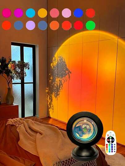 LED Sunset Lamp Projector, Bedroom Living Room Decor Photo Background Gadget, Halloween/Christmas Decoration, Office Desk Accessory, Camping/Party/Birthday Mood Booster, Wall Decor Romantic Gift, One-Button Cozy Scene Creation!