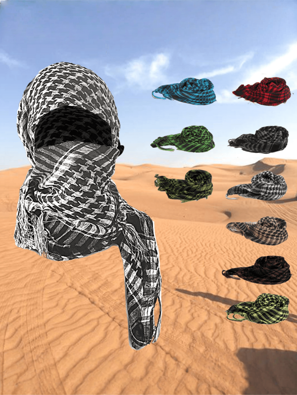 Pañuelo de gasa con estampado de pata de gallo, pañuelo árabe para la cabeza, pañuelo militar táctico con flecos para exteriores, pañuelo de desierto