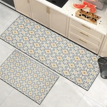 1pc Vintage Pattern Retro Printed Silica Gel Kitchen Rug, Carpet, Mat, Rectangle Carpet For Living Room, Bedroom, Hallway, Bathroom, Laundry Room - Polyester Carpet, Suitable For Indoor And Outdoor Home Decor