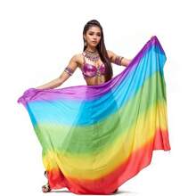 涤纶肚皮舞面纱 - 飘逸渐变色手帕，适合表演和练习