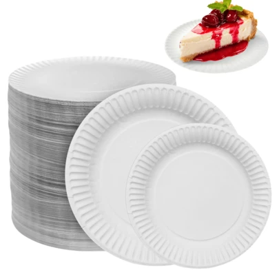 7/9 Inch Disposable White Round Paper Plates, Sturdy Cake Plates, Bulk Supply, Suitable For Home Dining, Birthday Party, Wedding, Picnic, BBQ, Holiday Party Decoration