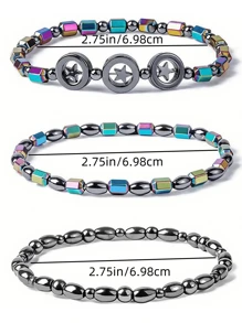Tobillera de piedra natural negra de cálculo biliar para pérdida de peso de pareja, pulsera magnética de piedra de yoga para pareja