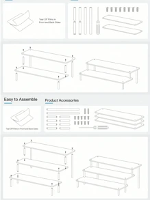 1 pieza Estantería de exhibición de cosméticos de acrílico multifuncional, de gran capacidad y de diseño minimalista moderno en color negro, adecuada para almacenar perfumes, figuras, lápices labiales y cosméticos, ideal para dormitorio, sala de estar, cocina, también perfecta para organizar la playa, el baño y el dormitorio, un gran regalo de vacaciones para familiares y amigos