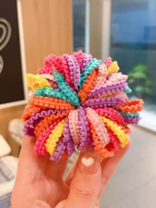 50 件男女通用可爱荷叶边波浪发带，弹力发带不会损坏头发，发饰，马尾辫夹，发圈，发橡皮筋，发绳 - 彩色 - 查看 7