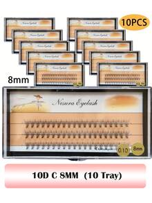 10 Boxes, 600pcs C-Curl Individual Eyelashes, 10D, 8-13mm, Natural Look, Lengthening & Long-Lasting, Suitable For Parties & Occasions - C - View 7