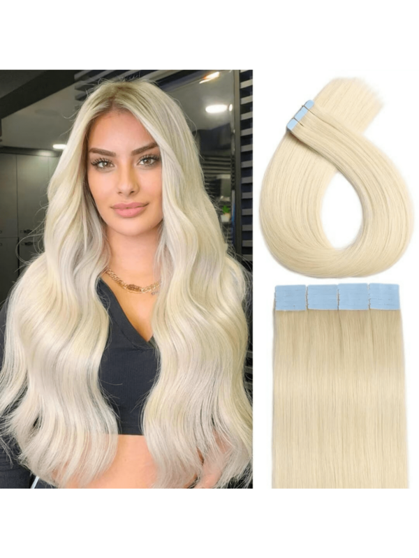 Tape In Hair Extensions Human Hair 20pcs/Pack Remy Straight Invisible Tape Adhesive Hair Extensions Suitable For All People Halloween Costumes