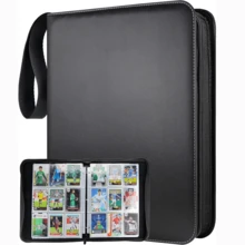 高级卡片活页夹 9 口袋，900 个口袋交易卡活页夹收藏册带拉链和 50 个可拆卸套，兼容游戏运动卡 - 彩色 - 查看 9