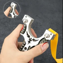 1pc Slingshot, Suitable For Hunting Games, Hunting And Shooting Practice - Professional Grade Precise Powerful Slingshot Stress Relief Tool, Outdoor Shooting Entertainment, Boys Outdoor Recreation, Slingshot Party Gift - Silver - View 3
