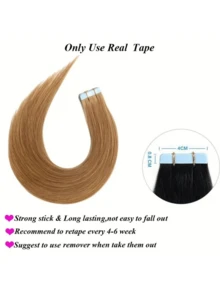 20pcs/30g Seamless Tape-In Hair Extensions, Real Human Straight Hair, Skin-Friendly, Self-Adhesive, Salon Quality, For Women, Suitable For Halloween Costumes - S27 - View 4