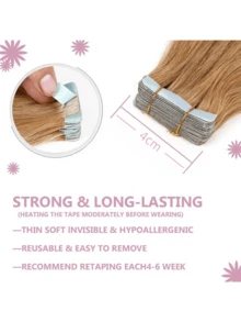20pcs/30g Seamless Tape-In Hair Extensions, Real Human Straight Hair, Skin-Friendly, Self-Adhesive, Salon Quality, For Women, Suitable For Halloween Costumes - S27 - View 6