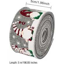 1pc New Santa Claus Head Woven Ribbon, Faux Linen Satin Ribbon, Edged Christmas Tree Decor Bow Pendant - Multicolor - View 2