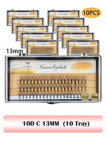 10 Boxes, 600pcs C-Curl Individual Eyelashes, 10D, 10-14mm, Natural Look, Lengthening & Long-Lasting, Suitable For Parties & Occasions - C - View 10