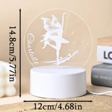 1pc Acrylic Ballet Girl Night Light, Customizable Name, 4 Color Options, Warm & Color Changing Light, Creative Desk Lamp, Bedroom Decor, Unique Night Light, Bedside Lamp, Gift For Kids, Friends, Classmates, Girlfriend, Holiday Gift,Fairy Lights - 4 3mm Round Ballet Girls - View 4