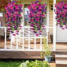 4pcs Artificial Hanging Flowers, Silk Blend Multicolor, Suitable For Wedding, Home, Office, Garden Decor, Artificial Flowers With Eucalyptus Leaves, UV Resistant Lifelike Hanging Plants, Applicable For Wedding Arch, Wall, Garden, Bedroom, Outdoor, Office, Party Decoration