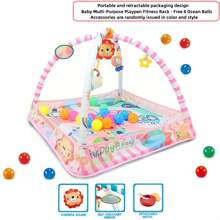 1pc Baby Playpen With Hanging Toys - Infant Activity Play Mat For Exercise And Development - Multifunctional Playyard For Tummy Time, Crawling And Sitting - Backpack Design For Easy Storage - Lightweight And Portable - Includes 8pcs Ocean Balls - Ideal Holiday Gift