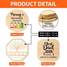 Personalized Wooden Wireless Charger 15W – Fast Charging New Version Charging Pad Bamboo With Name Or Logo – Tech Gift - Multicolor - View 4