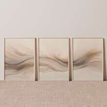 3Pcs/Set Optinal Frame Neutral Abstract Beige Canvas Poster, Modern Minimalist Art, Brush Strokes Wall Art, Boho Artwork Wall Painting For Gift, Living Room, Bedroom, Office, Bathroom, Home And Dormitory Decoration