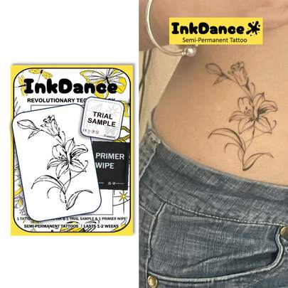 1 zestaw "Szczegółowy hibiskus" – rewolucyjne tatuaże, tatuaże półtrwałe, kwiaty, tatuaże tymczasowe, trwałe, sztuczne tatuaże dla kobiet, wodoodporne, autentyczny wygląd tatuażu, na bazie roślin, prezent X022