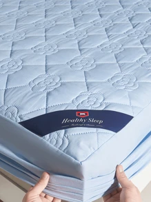 1 件舒适防水床垫保护套，无噪音纯色床垫套，柔软透气的声波技术床笠，90x200cm/200x220cm，适用于公寓、卧室、酒店、客房和学生宿舍（无枕套） - 白色 - 查看 6