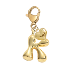 泡泡字母可爱项链吊坠包吊坠-幸运水晶吊坠搭配金色心形吊坠，字母 A-Z，闪亮合金包和背包吊坠-生日和特殊场合的完美礼物，钥匙链环包背包吊坠汽车吊坠礼物，适合女士和女孩，钱包和手提包配件。生日、情人节、母亲节送给女性的小礼物 - 金色 - 查看 34