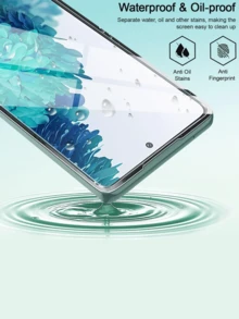 Paquete de 3 protectores de pantalla de vidrio templado con cobertura completa y desbloqueo por huella digital compatible con Samsung, alta definición, hidrofóbico y oleofóbico, resistente a los arañazos, fácil de limpiar, compatible con fundas de teléfono, compatible con Samsung Galaxy - transparente - Ver 3