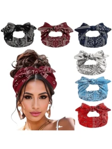 1pc Elegant & Cute Paisley Bow Headband, Loose Elastic Headband Suitable For Sports, Outdoor Activities And Daily Wear, All Seasons Hair Accessories Sports Hair Bands Women Turban Running Hair Wrap Cycling Sweatband Autumn Accessories Fall Winter For Vacation Outfits Woman Elegant Scarf Women Bandanas Soft Headwrap - Multicolor - View 9
