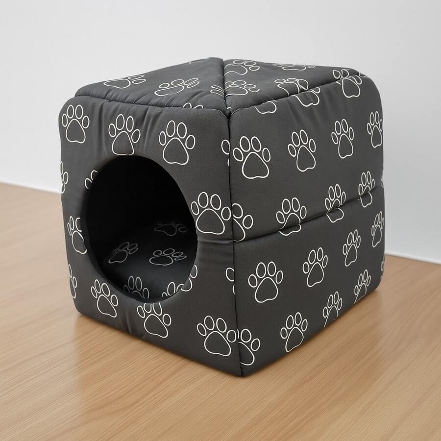 Dog And Cat Bed, Soft And Comfortable Pet House - 黑色 - 查看 1
