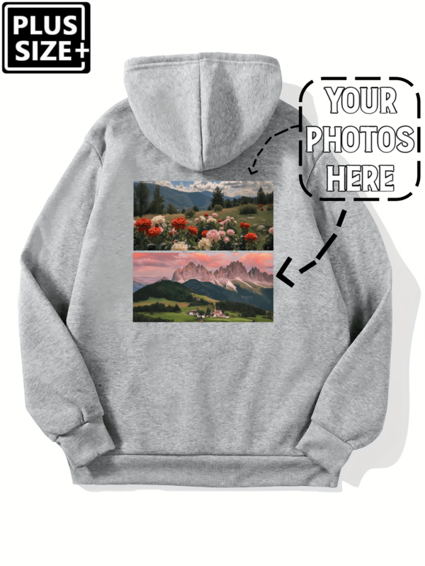 Sudaderas personalizadas para hombres de talla grande (hasta 6XL): Sudaderas con capucha con imágenes - Combinaciones personalizadas de marco grande, adecuadas para varios festivales/aniversarios/cumpleaños/mascotas/parejas, otoño