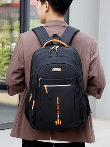 Minimalistischer einfarbiger Rucksack, multifunktionaler College-Stil, Campus-Rucksack, vielseitiger Nylon-Reiserucksack, große Kapazität, Buchstabenbeschriftung, einfache lässige Schultasche, neuer Schulrucksack für Oberschüler mit großer Kapazität, Rucksack für Mittelschüler, Business-Reise-Lässig-Rucksack, Schultasche, Schüler-Lernbedarf, Rucksack für Studenten zum Schulanfang, Schultaschen mit großer Kapazität, Reisetaschen