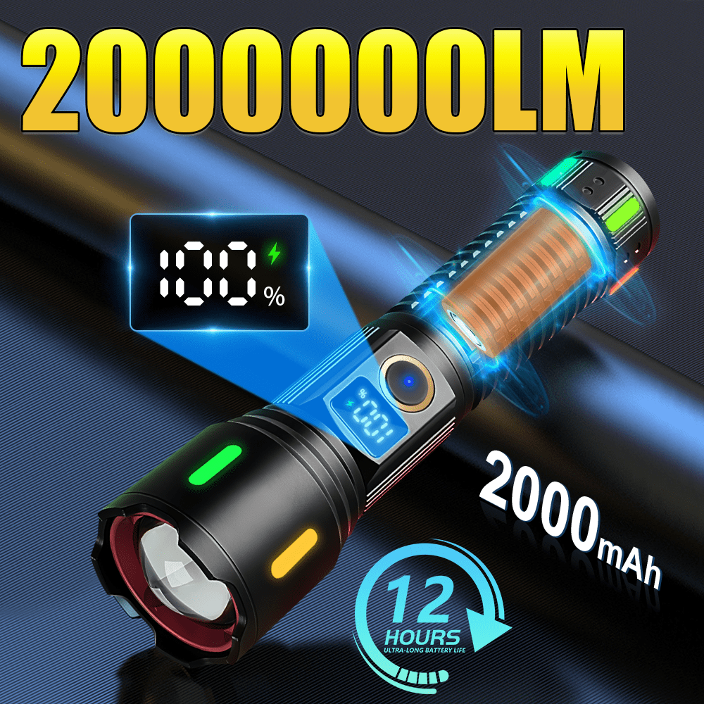 1 Stück Aluminium-Legierungs-Taschenlampe, schmutzresistente taktische Taschenlampe, Notlicht mit doppelter Lichtquelle, ultrahelle Camping-Taschenlampe mit 5 einstellbaren Modi, wiederaufladbare LED-Leuchten mit Dual-Typ-C, für Angeln, Jagd, Bergsteigen, Wandern