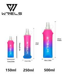 1 pièce WRELS Bouteille d'eau portable pliable de couleur dégradée améliorée de 150 ml/250 ml/500 ml, bouteille d'eau de sport de type pression, idéale pour les sports comme la course, le camping, la fitness, le cyclisme, l'alpinisme, etc. - Multicolore - Voir 3