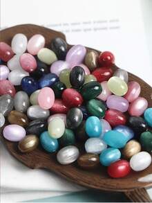 100pcs Cat Eye Jujube Beads, Oval Beads For DIY Bracelets, Necklaces, Hanging Ropes, Suitable For DIY Jewelry Accessories, Home Decor, Arts And Crafts, Jewelry Making - Multicolor - View 2