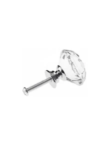 4pcs Diamond Crystal Glass Cabinet Drawer Knobs, Wardrobe Door Hardware - Clear - View 7