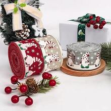 1pc New Santa Claus Head Woven Ribbon, Faux Linen Satin Ribbon, Edged Christmas Tree Decor Bow Pendant - Multicolor - View 6