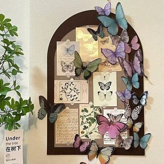 Reusable Butterfly Felt Board Wall Decor - DIY Photo Display With Self-Adhesive For Notes & Pictures, Bohemian Home Decor ,Aesthetic Home Office Bulletin Board(Aestheticdecor)(Christmas Gift Idea)(Butterfly Theme)
