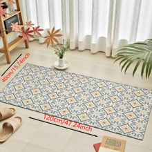 1pc Vintage Pattern Retro Printed Silica Gel Kitchen Rug, Carpet, Mat, Rectangle Carpet For Living Room, Bedroom, Hallway, Bathroom, Laundry Room - Polyester Carpet, Suitable For Indoor And Outdoor Home Decor