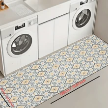 1pc Vintage Pattern Retro Printed Silica Gel Kitchen Rug, Carpet, Mat, Rectangle Carpet For Living Room, Bedroom, Hallway, Bathroom, Laundry Room - Polyester Carpet, Suitable For Indoor And Outdoor Home Decor