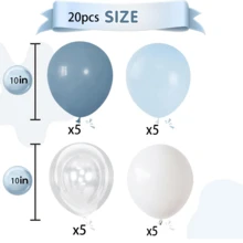 20pcs/35pcs Grey-Blue Balloons, 10-Inch Blue & White Transparent Balloons, Light Blue & Matte White Macaron Balloons, With Clear Balloons Suitable For Valentine's Day Decoration, Children & Adult Birthday, Carnival Theme Party, Wedding, Baby Shower, Gender Reveal Party, Bachelor Party, Celebration, Graduation, Ramadan - Multicolor - View 4