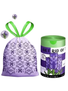 100pcs Tearless Drawstring Trash Bags, Economic Household Pack, Thick Portable Large Size Kitchen Plastic Bags With Lavender Fragrance, Lavender Scented Drawstring Garbage Bags, Large Thick Household, Portable Handle Kitchen & Dorm Mosquito Repellent Plastic Bags