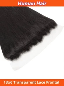 Fechamento frontal de renda 13X6 com cabelo de bebê, parte livre, cabelo humano liso, de orelha a orelha, linha fina natural, renda transparente, cor natural para mulheres, adequado para todas as estações