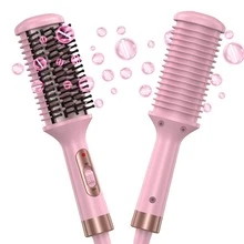 UKLISS Unisex Black Hair Brush Hair Straightener 35W Electric Mini Hot Comb Heating Straightening Beard Brush Mom Gifts Valentines Gift Boyfriend Gifts Valentine Day Gifts Pink Cute St Patrick Day - EU C Type Plug(220-240V) - View 3