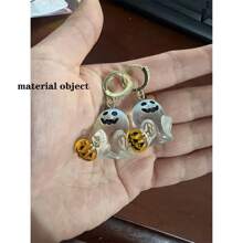 1 Pair Charming Halloween Pumpkin Hoop Earrings - Cute Resin Jewelry For Women, Suitable For Parties And Gifts